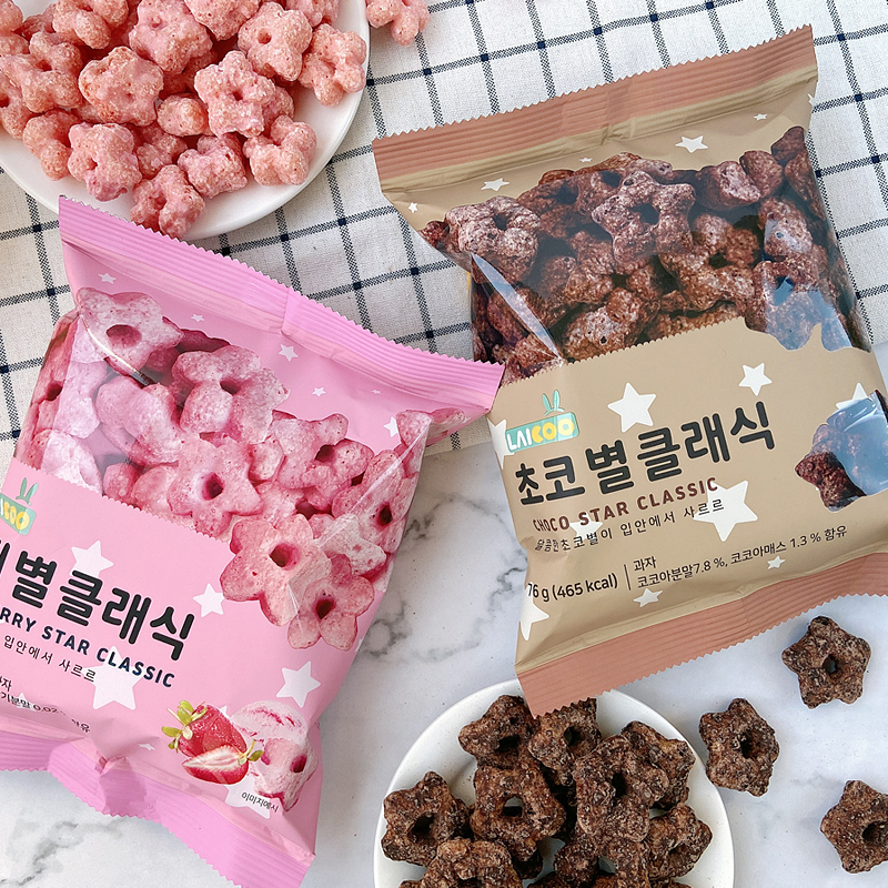 韩国进口涞可巧克力味草莓味小甜甜圈膨化零食儿童小吃休闲食品