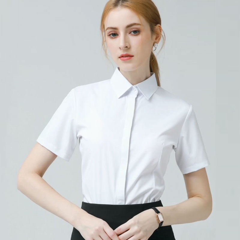 衬衣商务通勤工作服 女2024夏季 新款 垂顺抗皱职业正装 短袖 白色衬衫