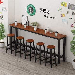 靠墙吧台桌超市长桌子靠墙桌便利店餐桌奶茶店高脚桌椅长条桌窄桌