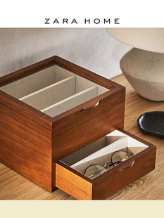 Zara Home 木质珠宝首饰盒大容量双层收纳盒礼物眼镜收纳盒 欧式