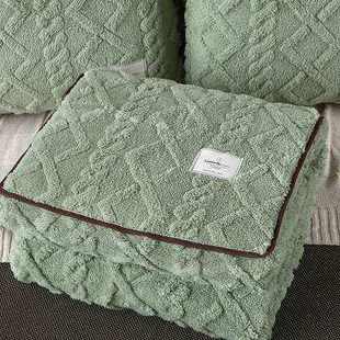 定制大号纯色毛绒加厚抱枕被子两用二合一沙发靠垫办公室午睡毛毯