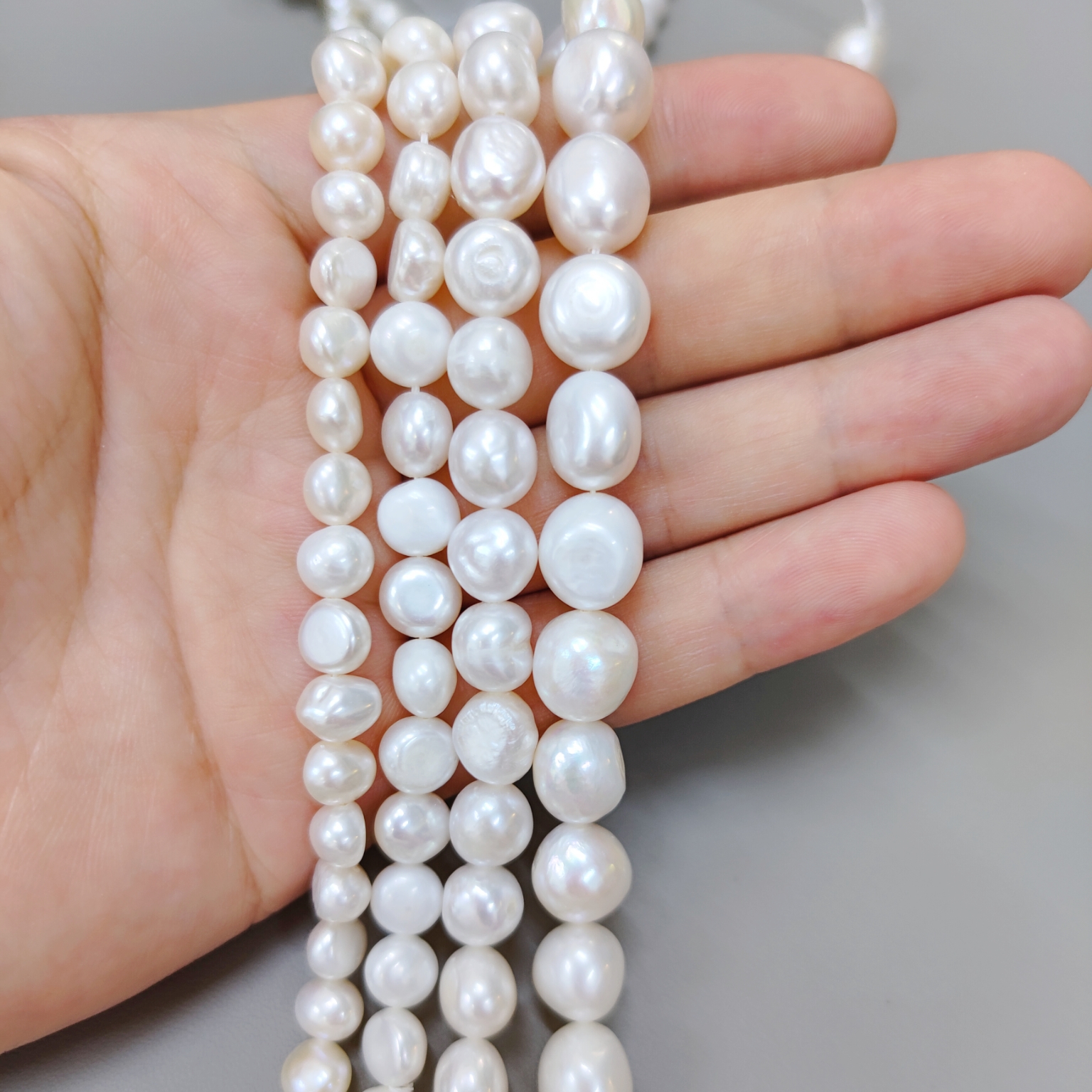 天然白彩色巴洛克两面光不规则珍珠散珠异形珠半成品项链diy手链