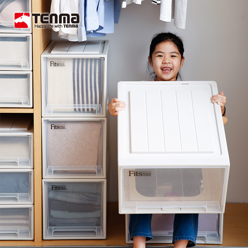 家用透明衣物储物柜子收纳盒衣柜衣服整理箱 日本天马收纳箱抽屉式