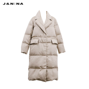 加厚保暖外套 中长款 J＆NINA捷恩尼纳驼绒面料白鹅绒羽绒服女冬季