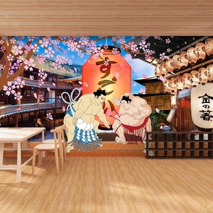 饰壁纸 寿司拉面店墙纸和风烧鸟餐厅壁画日本居酒屋料理店装 日式