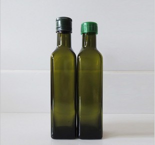 方形橄榄油瓶 亚麻籽油瓶 茶色山茶油瓶 花生油玻璃瓶 250ml墨绿