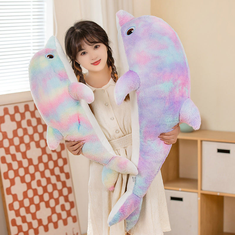公仔大号布娃娃女生床上生日礼物 彩色海豚毛绒玩具玩偶抱着睡觉