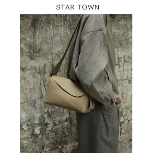 STARTOWN原创设计头层牛皮托特包女2024新款 大容量单肩包斜挎包包
