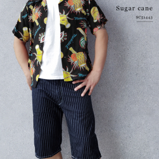 砂糖黍夏季 SUGAR 复古超薄拔染条纹咔叽直筒工装 CANE 短裤 51443