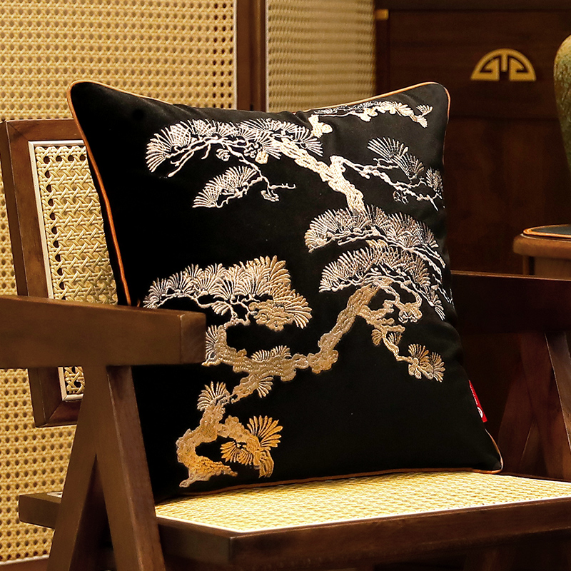 抱枕客厅靠枕套红木沙发靠垫腰枕实木椅子腰枕 中国风高档刺绣中式