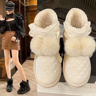 雪地靴女2023年新款 冬季 女加绒加厚短筒棉靴皮毛一体冬靴 学生棉鞋