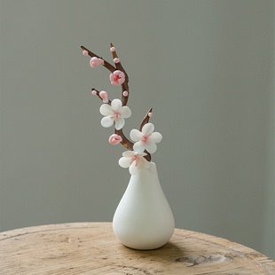 手工陶瓷梅花牡丹玫瑰向日葵立体仿真花创意家用花瓶摆件 新中式