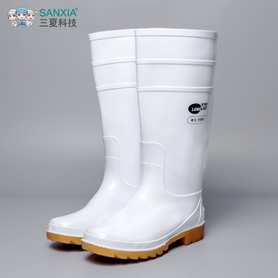 白色高筒雨鞋 油水防滑防化防护鞋 成人雨靴中筒工作鞋 食品鞋 促销