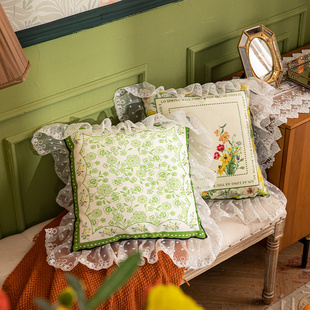 田园花卉抱枕客厅沙发靠枕双面天鹅绒方形枕套高颜值床头靠枕靠垫