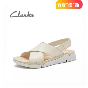 Clarks其乐女鞋 春夏新款 休闲舒适运动风交叉带三瓣底软底女凉鞋