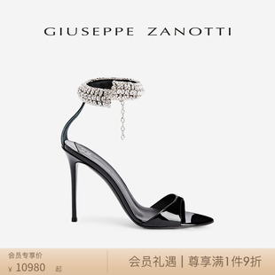 ZanottiGZ女士金属脚踝带水钻露趾高跟凉鞋 Giuseppe