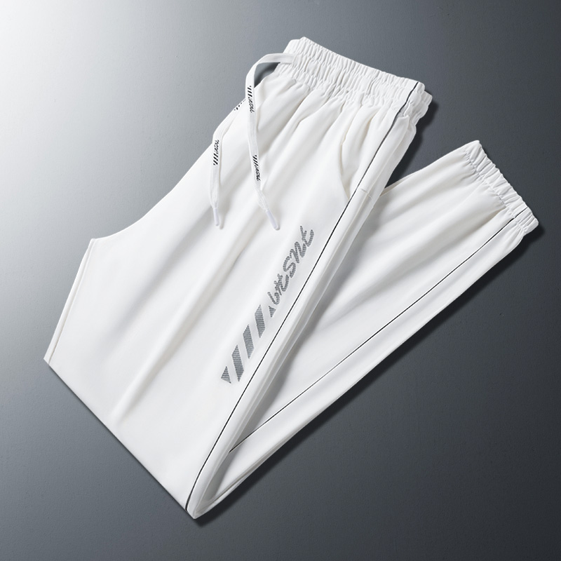 白裤 纳米科技白色休闲裤 束脚裤 男女夏季 子跑步运动裤 运动冰丝薄款