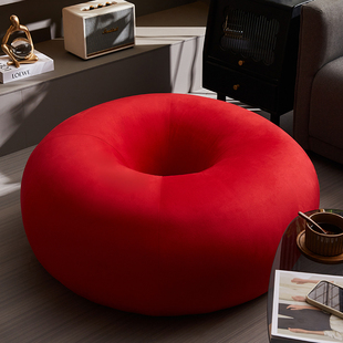 红色 布艺懒人小户型奶油风异形网红款 甜甜圈单人沙发客厅2024新款