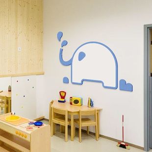 大象鼻子喷水创意毛毡板自粘立体墙贴可做照片墙扎板儿童房墙装 饰