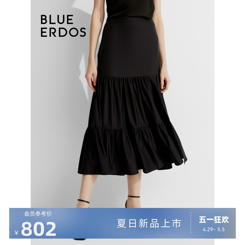 ERDOS鄂尔多斯24春夏新款 BLUE 气质A字半身裙女 小黑裙系列