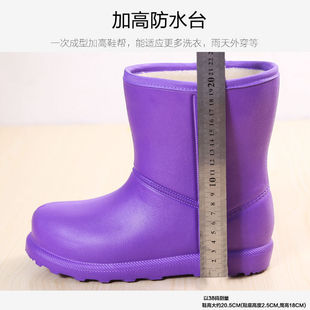 2021新款 加绒加厚软底中筒保暖防水雨靴轻便一体式 雪地靴工作鞋