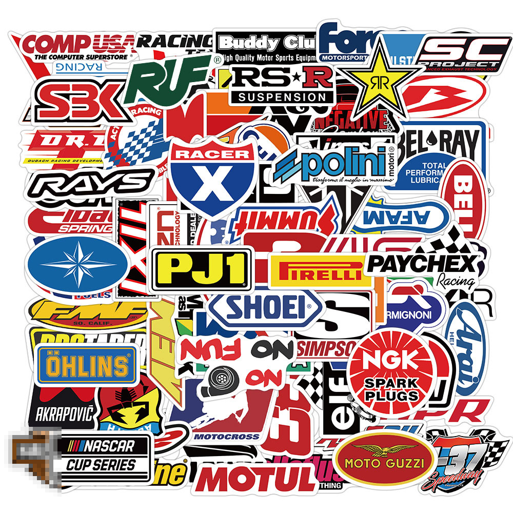 car赛车标志贴纸滑板笔记本电脑摩托车机车头盔贴画 100张Racing