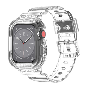 适用苹果iwatch9 7手表se表带s6透明冰川替换带保护套一体s7创意男女款 45mm手表带applewatchs9腕带 s8通用49