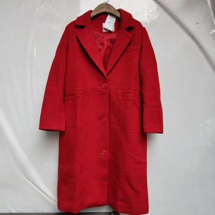 红大衣毛呢外套N54107I 领通勤OL显瘦百搭中长款 纳秋冬含羊毛西装