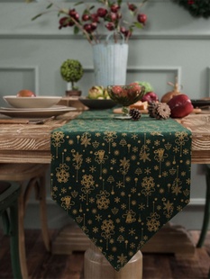 餐垫复古春节桌布布料 圣诞节桌旗棉麻布艺新年桌垫餐布欧式 美式