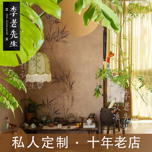 中国风古风古典禅意电视卧室背景墙纸壁纸墙 小红书与竹为邻新中式