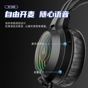 SYG40蓝牙新款 猫耳电竞电脑学生耳麦头戴式 有线游戏耳机 跨境爆款