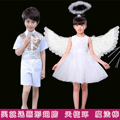 六一儿童小天使表演服带翅膀蓬蓬裙儿童演出服花童礼服公主天使裙