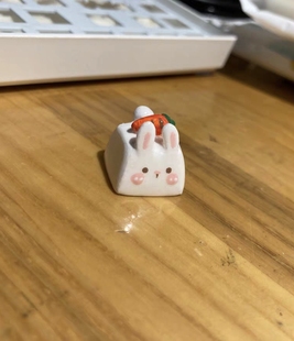 手工创意立体树脂esc键盘可爱键帽兔年 小白兔机械键盘键帽个性