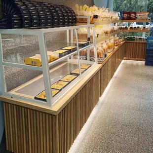 面包柜面包展示柜玻璃商用边柜蛋糕店展示架子烘培柜台实木中岛柜