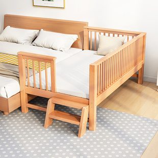 实木儿童床带护栏单人男孩榉木婴儿床边加宽小床公主宝宝拼接大床