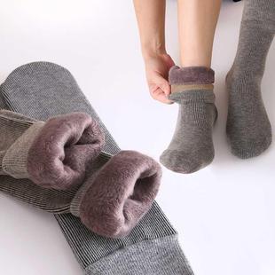 保暖棉袜 地板睡眠女月子产后雪地袜加绒加厚冬天男士 厚袜子男冬季