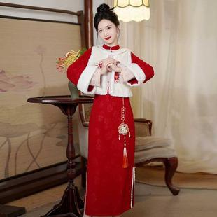 旗袍女新中式 中国风秀禾服敬酒服2024新款 新娘婚纱礼服伴娘服 女装