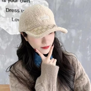 羊羔毛烫钻字母棒球帽 高品质冬季 韩版