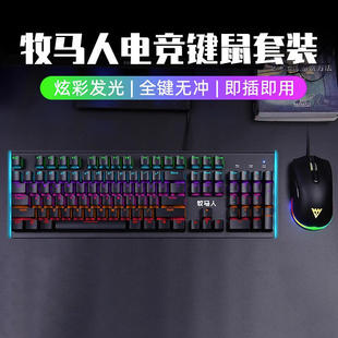 青轴黑轴 电脑电竞游戏有线外设键鼠套装 牧马人机械键盘鼠标套装
