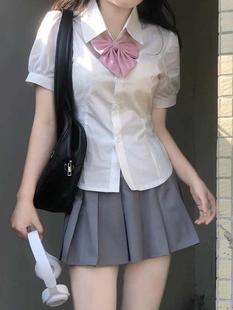 短袖 学院风辣妹收腰显瘦修身 新款 jk制服套装 上衣女士夏季 白色衬衫