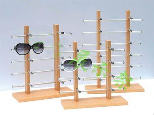 双排眼镜展示架 眼镜道具 木质眼镜货架 太阳镜展示架