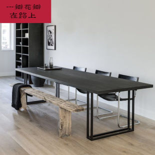 长条桌窄桌长桌子工作台条桌实木工作台桌子工业风会议桌长桌铁艺