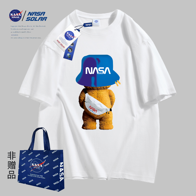 T恤MD 夏款 小熊印花简约纯棉男女同款 短袖 SOLAR联名2024新款 NASA