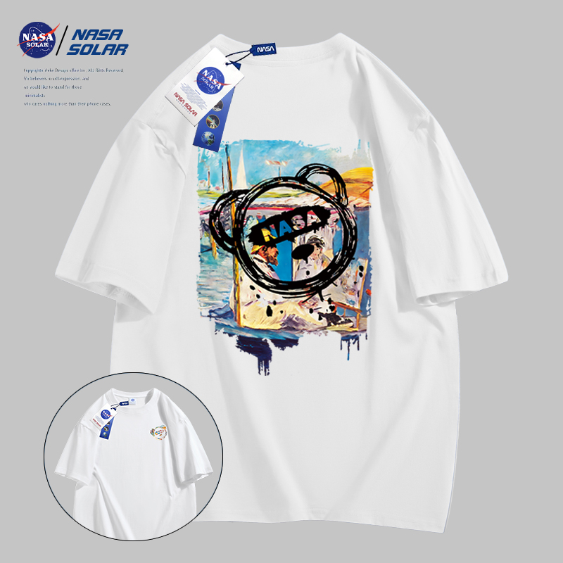 NASA联名款 短袖 印花男女同款 情侣T恤高克重纯棉潮牌03 2023新款