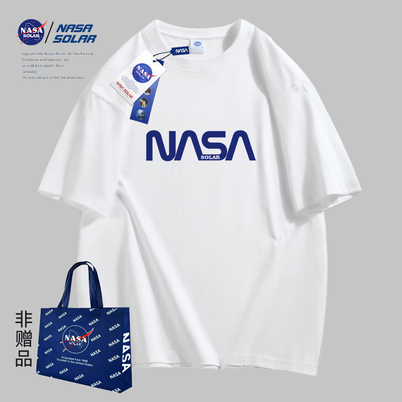 NASA 小熊印花纯棉短袖 夏款 T恤情侣潮宽松FY SOLAR联名2024新款