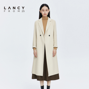 LANCY 中长款 新款 羊毛大衣女通勤高级感羊绒外套女 悦朗姿2022冬季