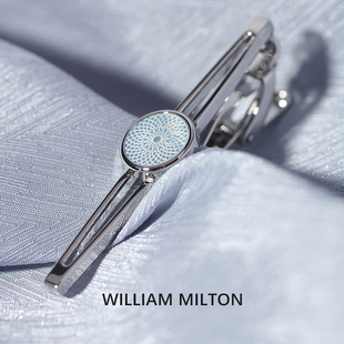 WILLIAM MILTON新品 高端婚礼配饰 觅光玑镂雕花珍珠贝母领带夹男士