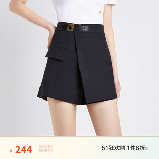 欧时力短裤 女夏装 饰腰带高腰不规则设计感 裙裤