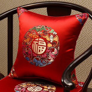 红木沙发抱枕靠垫中国风客厅靠枕实木椅子大靠背垫红色抱枕套 中式