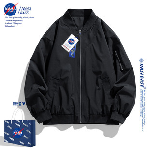 NASA联名黑色外套男2023新款 夹克情侣装 美式 宽松秋冬衣服 潮牌男士